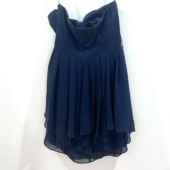 Ark & Co navy blue multi layered chiffon strapless mini dress size small - Picture 3 of 7